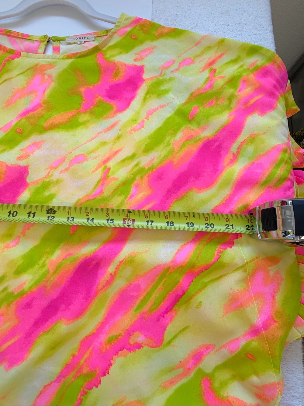 Violet & Claire Neon Pink and Lime Ruffle-Sleeve Blouse - Picture 7 of 7
